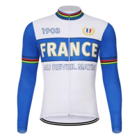 France Retro Man Cycling Jersey White Long Bicycles Cycl Maillot Enduro Mountain Bike Thin Downhill Mtb Winter Clothing Black
