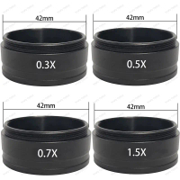 Lensa kaca tambahan 0.3X 0.5X 0.7X 1.5X 2X M42 untuk lensa 10A C MOUNT industri video 120X/180X/200X