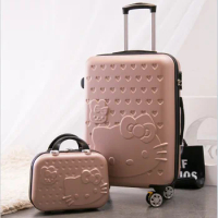 14"20"24 Inch Travel Lady's Suitcase Pack Of 2 Pieces Set On Wheels Carry On Trolley Luggage Cosmetic Bag Valises Free Shipping