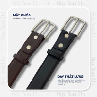 [Hàng đặc biệt] Thắt Lưng da bò RYAN bản dây 3.0cm hợp kim cao cấp, mặt da đen, tặng kèm đinh đục lỗ