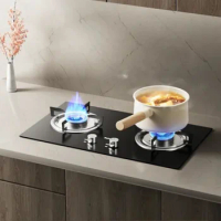 SUPOR Gas Stove 4.5kW Fierce Fire 2 Burner Stove for Kitchen Built-in Table Dual Cooker Gas Hob Black Crystal Panel Gas Cooker