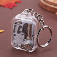 1Pc Music Box Clockwork Keychain DIY Mechanical Metal Music Boxes Keyring Watch Pendant Decor key Chain Bag Charm Gift