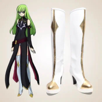 CODE GEASS Lelouch of the Rebellion CC Cosplay Costume Shoes White Handmade Faux Leather Boots