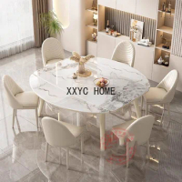 Simple Luxury Dining Table Round Nordic Marble Home Kitchen European Style Mesas De Comedor Garden Furniture Sets