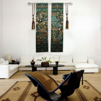壁掛比利時掛毯現代家居壁毯威廉莫里斯生命之樹一對豎長裝飾畫新