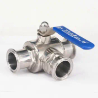 1-1/2" 38mm 304 Stainless Steel 1.5" Tri Clamp Sanitary 3 Way L port Ball Valve Ferrule Type For Homebrew Diary Product