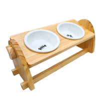 【寵物夢工廠】木製可調寵物雙碗架(多角度 升降任意 實木寵物碗 寵物碗 雙碗 寵物餐桌)