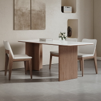 中古風實木餐桌椅子2024新款白蠟木美式法式日式復古客廳巖板家具
