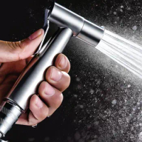Stainless Steel Faucet Spray Gun Handheld Toilet Bidet Faucet Hand Bidet Sprayers Brushed Water Gun Spray Gun Toilet Accessories