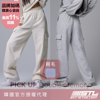 STL yoga 刷毛褲 韓國 Pick Up 保暖 女 落地 直筒 多口袋 工裝 長褲／多色