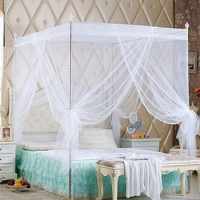 European Style 4 Corner Post Romantic Princess Lace Canopy Mosquito Net No Frame for Twin Full Queen King Bed Netting Bedding
