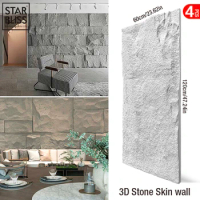 4 pcs 120x60 cm stone texture 3D wall panel rhombus cutting decoration living room wallpaper mural 3D wall sticker waterproof