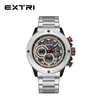 Extri Brand Solid Stainless Steel Band 30M Waterproof Multifunction IP Plating Chrono Mens Watches With Free Shipping