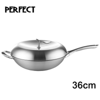 理想PERFECT 專利極緻316蘋果型七層單把炒鍋36cm附蓋KH-15236-1 台灣製