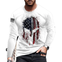 เสื้อยืดแขนยาวคอกลมแฟชั่นพิมพ์ลายสามมิติแบบใหม่สำหรับฤดูใบไม้ร่วง [เก็บเงินปลายทาง] အ  င  ်  က  ျ  ီ