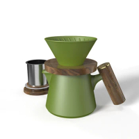 2021 New Arrival Ceramic Pour Over Coffee Dripper with woden lid