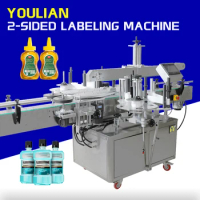 MT-500 Automatic 2 Sided Olive Oil Liquor Flat Square Bottle Labeler Front and Back Side Label Application Labeling Machine