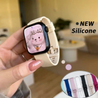 Silicone Loop Strap for Apple Watch Bands 7 6 SE 5 4 3 Premium Watchbands Ladies Women, Colorful Summer for 45mm 41mm 42mm 44mm