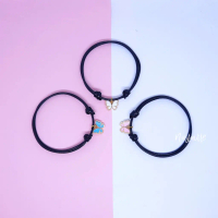 Gelang Couple Sahabat 3 Orang Kupu-kupu Simple Tali Korea Hitam Polos Murah