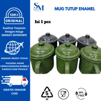 (Isi 1 pcs) Mug tutup enamel tempat minum gelas cangkir tebal Kitchenware