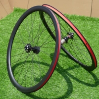 Clincher Wheelset 38mm Full Carbon 700C Road Cyclocross Bike Wheelset for Disc Brake Thru Axle Front 100*12mm &amp; Rear 142*12mm