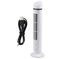 Desktop Tower Fan USB Powered Cooling LED Table Tower Fans 2 Speed Settings Summer Fan With Night Light For Dormitories