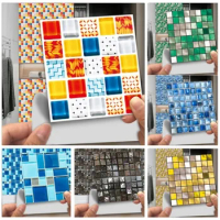 10pc 3D Marble Mosaic Tiles Wall Sticker Self Adhesive Renovation Tile Art Wallpaper for Kitchen Bathroom Wall Decals Peel Stick