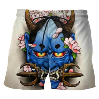 Japanese Samurai 3d Printing Beach Shorts For Men Personality Hip-hop Vintage Oversized Swim Trunks Boys Summer Short Pants