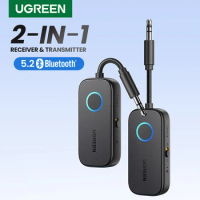 UGREEN Bluetooth Receiver Transmitter Adapter 2-in-1 Wireless Bluetooth 3.5mm Aux Audio Adapter for Flight, TV, Car, Treadmill