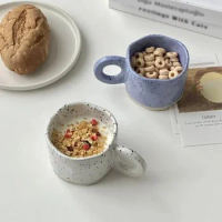 Creative Ring Handle Ceramic Mug Korean ins style Irregular Splash ink Coffee Cup Office Home Breakfast Tea Cup Handgrip Mug
