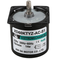 Motor Sinon Elektrik Magnetik Kekal, 60Ktyz, AC Motor, 220V, 10Rpm, Motor Magnet Kekal 14W