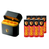 【KOTSURU】8馬赫 3號/AA 恆壓可充式1.5V鋰電池全新特大能量2500mWh8入+3號4槽 AI隨身收納盒充電器