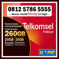 Nomor Cantik Simpati 5555 (5786) Bonus Kuota 260GB Setahun Kartu Perdana Telkomsel Prabayar Support