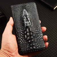 Retro 3D Crocodile Head Genuine Leather Case For Apple iPhone SE 6 6S 7 8 X XS XR 11 12 13 14 15 Pro Max Plus Phone Cover Cases