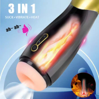 Sexy Mermarid Male Masturbator Electric Heated Penis Pump Vibrator Mouth Vagina For Men Glans Sucking Real Pussy Sex Toys Erotic