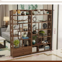 木製置物架屏風（【組合款】6層180長【六層無抽100+六層雙抽80】）