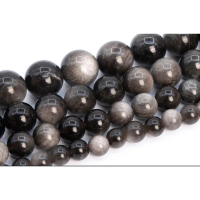 1 St Silver Obsidian Beads Grade AAA Genuine Natural Gemstone Round Loose Beads  6MM 8MM  10MM