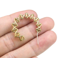 2pcs Brass ear posts 28x25mm C shape Brass earrings Linked square brass stud earrings 925 silver needle R1089