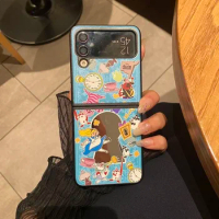 Cute Cartoon Disney Snow White Alice Mirror face Phone Case For Samsung Galaxy Z Flip 3 4 5 5G Hard PC Back Cover Funda