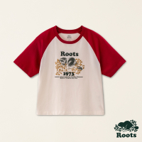 Roots女裝-#Roots50系列 手繪海狸有機棉寬版短袖T恤-紅色