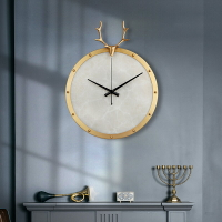北歐純銅掛鐘大號客廳家用時尚創意掛墻掛表輕奢全銅裝飾鹿頭鐘表