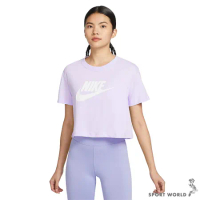 Nike 短袖上衣 女裝 短版 純棉 基本款 紫 BV6176-511