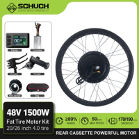 Snow Electric Bike Conversion Kit 48V 1500W 20/26Inch 4.0 Tyre Brushless Rear Cassette Hub Motor Wheel For Ebike Conversion Kit