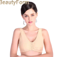 8405 Front Fastening Bras Mastectomy Bra Comfort Pocket Bra for Silicone Breast Forms Non-Wired Front Closure Bra