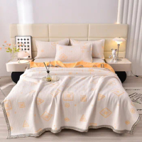 Cooling Throw Blanket Knitted Cotton Soft Bedspread Pillow shams Lightweight Breathable Summer Throw Blankets for Couch Bed