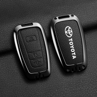 WorldAutoParts Zinc Alloy Goatskin Leather Smart Keyless Remote Car Key Fob Case Cover Shell Holder