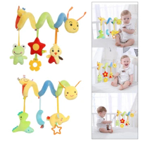 Baby Crib Hanging Rattles Infant Toy Around Cot Bed Worm Cartoon Animal Spiral Toy for Car Seats Stroller
