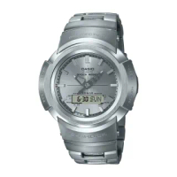 【CASIO 卡西歐】CASIO卡西歐 G-SHOCK 太陽能電波雙顯手錶(銀_ AWM-500D-1A8)
