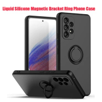 Liquid Silicone Magnetic Bracket Ring Soft Phone Case For Samsung A54 A53 A52 A51 A71 A34 A32 A22 A73 S23 Ultra Plus S21FE Cover