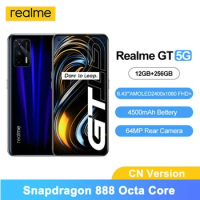 Realme GT 5G NFC Mobile Phones 6.43" Snapdragon 888 Octa Core 4500mAh Battery 64MP AI Triple Cameras Android 11 Smartphones